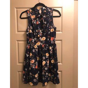 Re:Named Navy Floral Sleeveless Dress